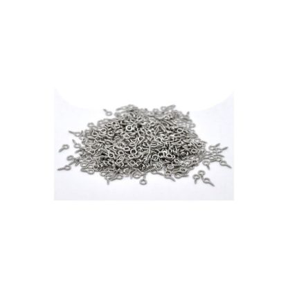 Mini cáncamos, alcayatas color plata, 50/u
