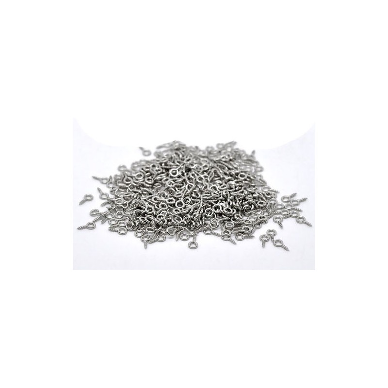 Mini cáncamos, alcayatas color plata, 50/u