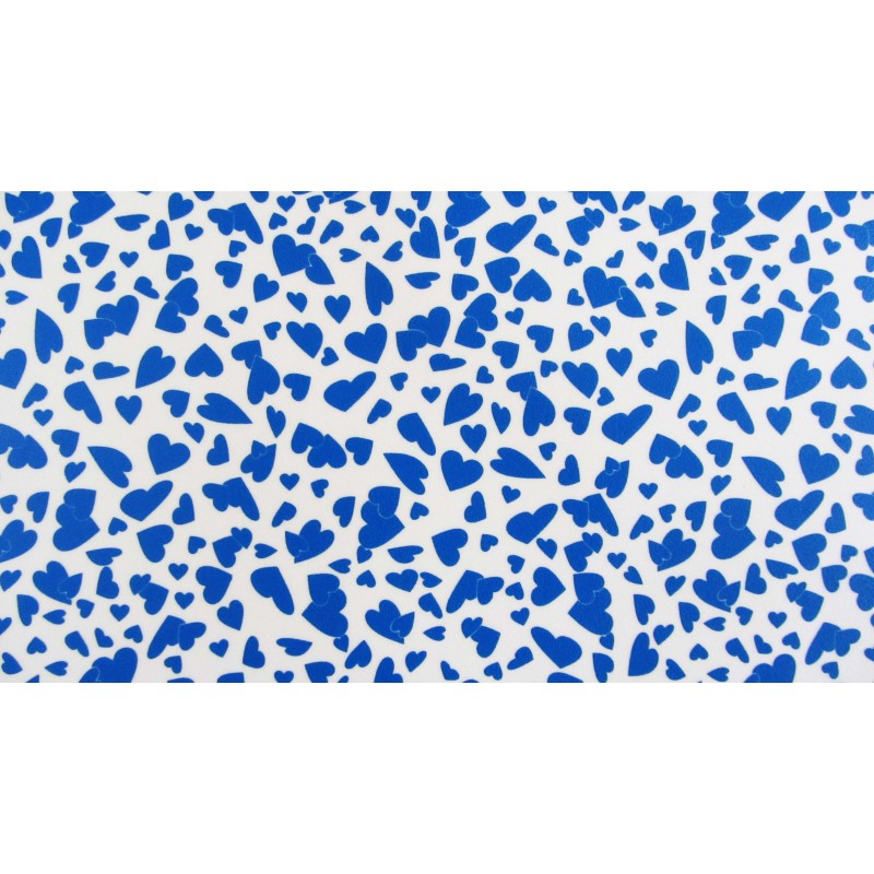 Goma EVA estampada corazones azules con fondo blanco