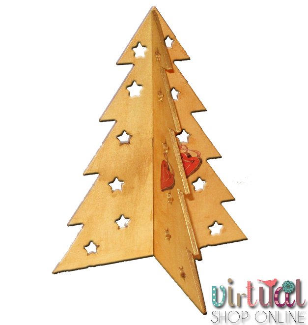 árbol de navidad dorado con técnica de decoupage